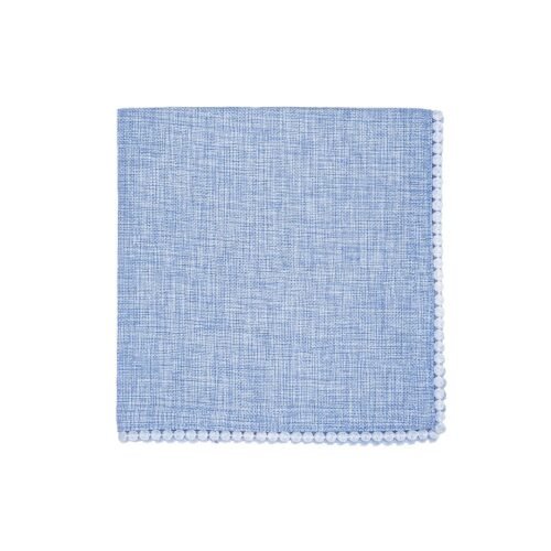 Lino Pompón Floral Azul Cielo