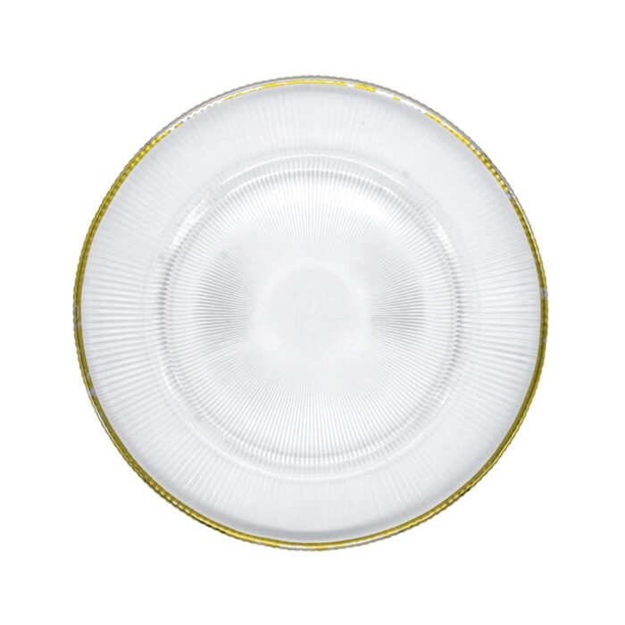 Plato Base Cristal Transparente Filo Dorado