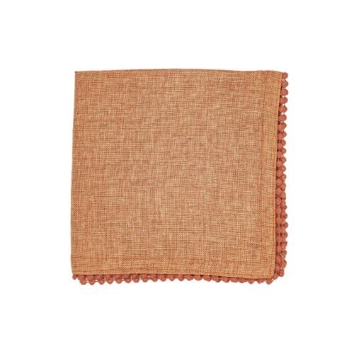 Lino Pompón Floral Dark Orange