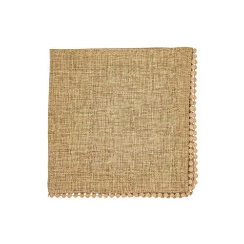 Lino Pompón Floral Khaki