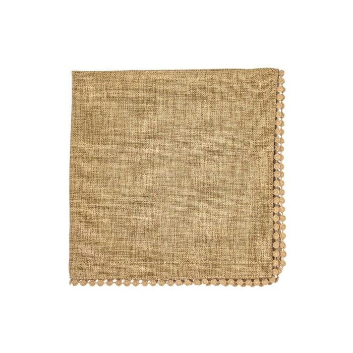 Lino Pompón Floral Khaki