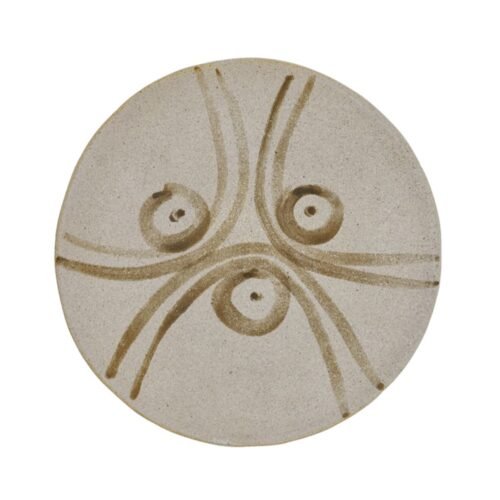 Plato Trinche Mogote Beige con Líneas Café