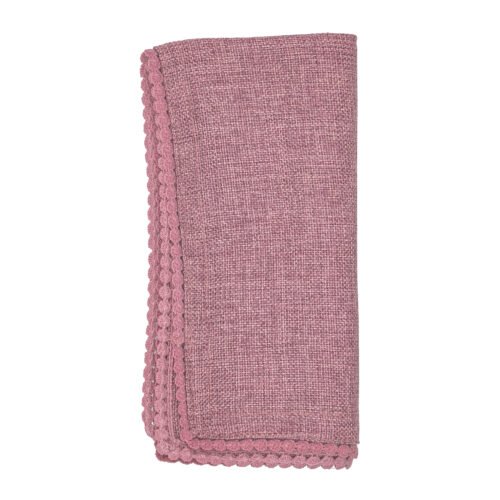 Lino Pompón Floral Magenta